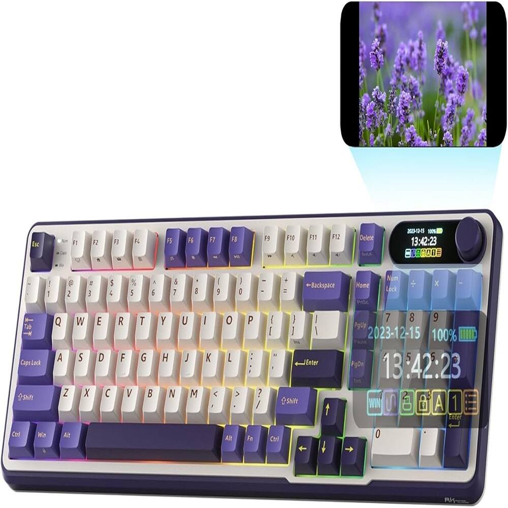 MOSZAR LLC - Mechanical Keyboard w/Smart Display & Knob - Purple