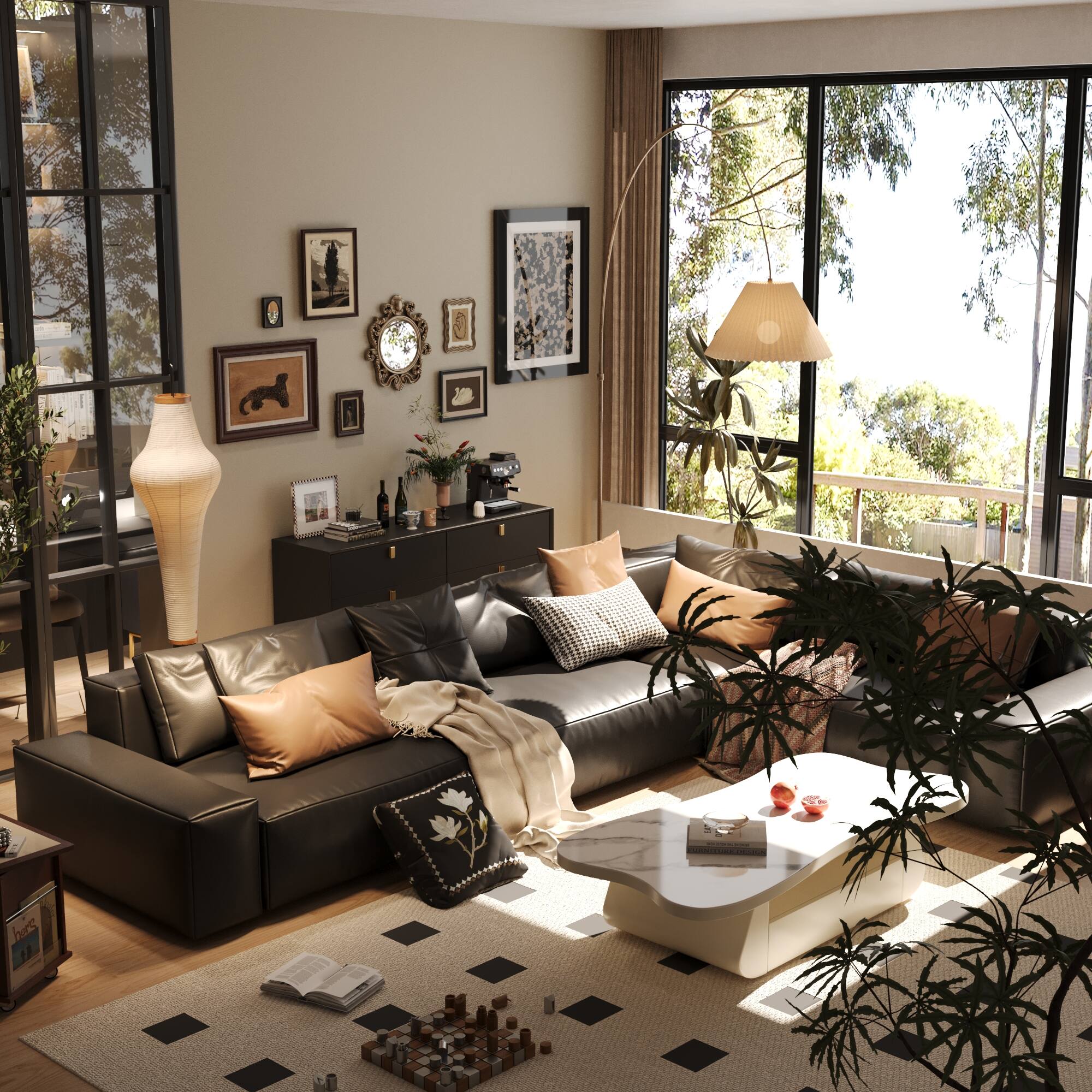 Alt View 7. FUFU & GAGA - FUFU&GAGA Multifunctional Storage 6-Drawers Dresser Wide Chest Elevate Your Home Organization - Black.