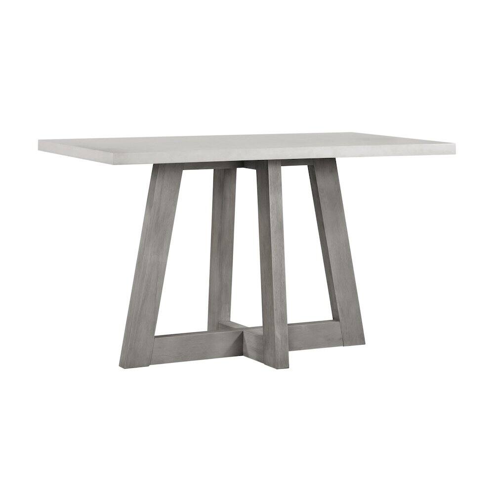 Front. Carolina Chair & Table - Rectangular Grey Concrete Top Bar Table With Brushed Acacia Base 59X35.5X35.5 - Grey.