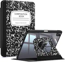 Fintie - Rotating Case for iPad Air 11-inch (M4/M3/M2) & iPad Air 4th/5th Gen 10.9 inch | 360° Swivel Stand & Pencil Holder - Composition Book