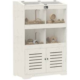 Pawhut - Large Hamster Cage for Multiple Small Pets, Storage Cabinet, Clear Acrylic Panels, Sliding Doors, Flip Top, Syrian