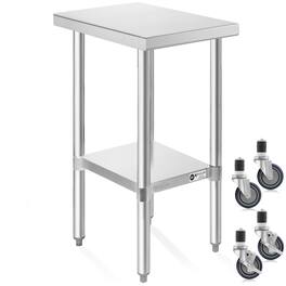 KUTLER - NSF Commercial Stainless Steel Prep and Work Table with Wheels - Silver