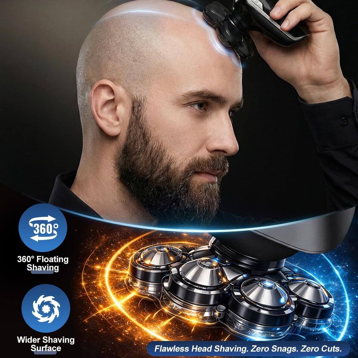 360° Floating Shaving  
Wider Shaving Surface  
Flawless Head Shaving. Zero Snags. Zero Cuts.