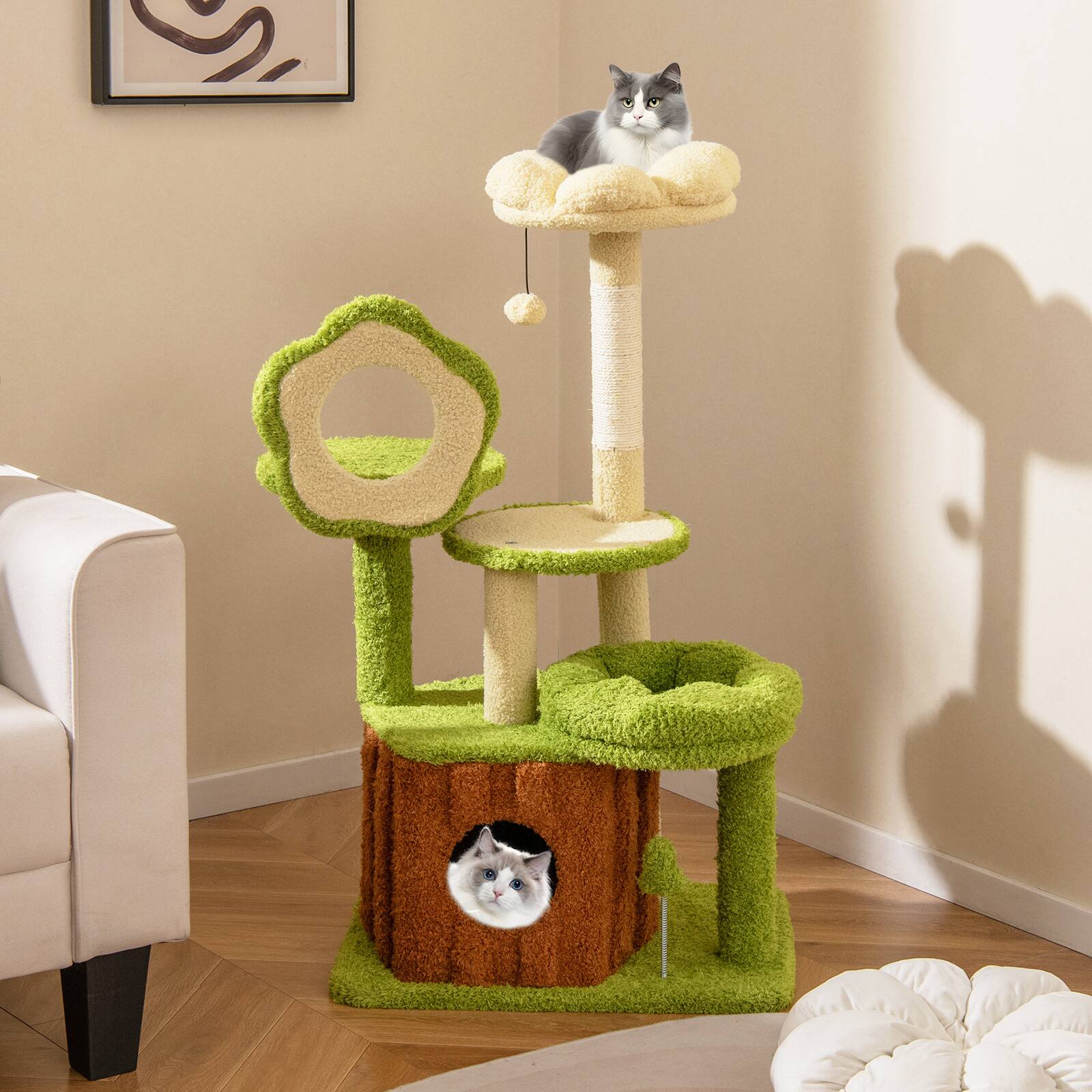 Alt View 1. Gymax - Gymax 40'' Cat Tree Tower w/Perch Condo Platforms Hanging Toy Spring Ball for Indoors.