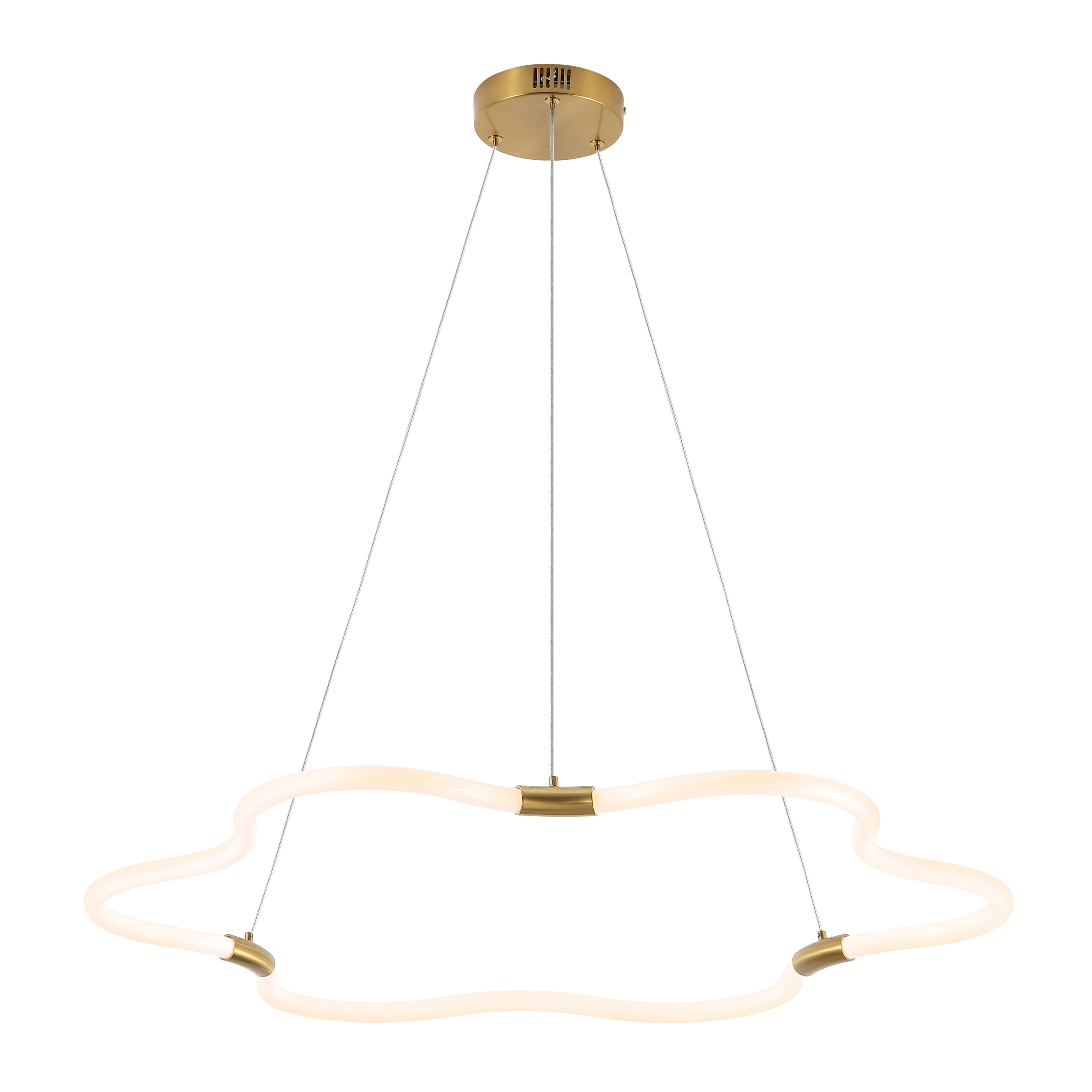"Jonathan Y - Nuvola 31.5"" Contemporary Minimalist Metal/Acrylic Adjustable Dimmable Cloud Integrated LED Chandelier - Brass Gold" price history on PriceWatchPro
