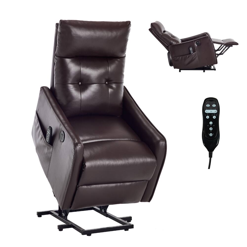 Alt View 6. Ropilly - Ropilly Brown Power Lift Recliner Massage and Heat Chair for Elderly Single Motor - Brown.