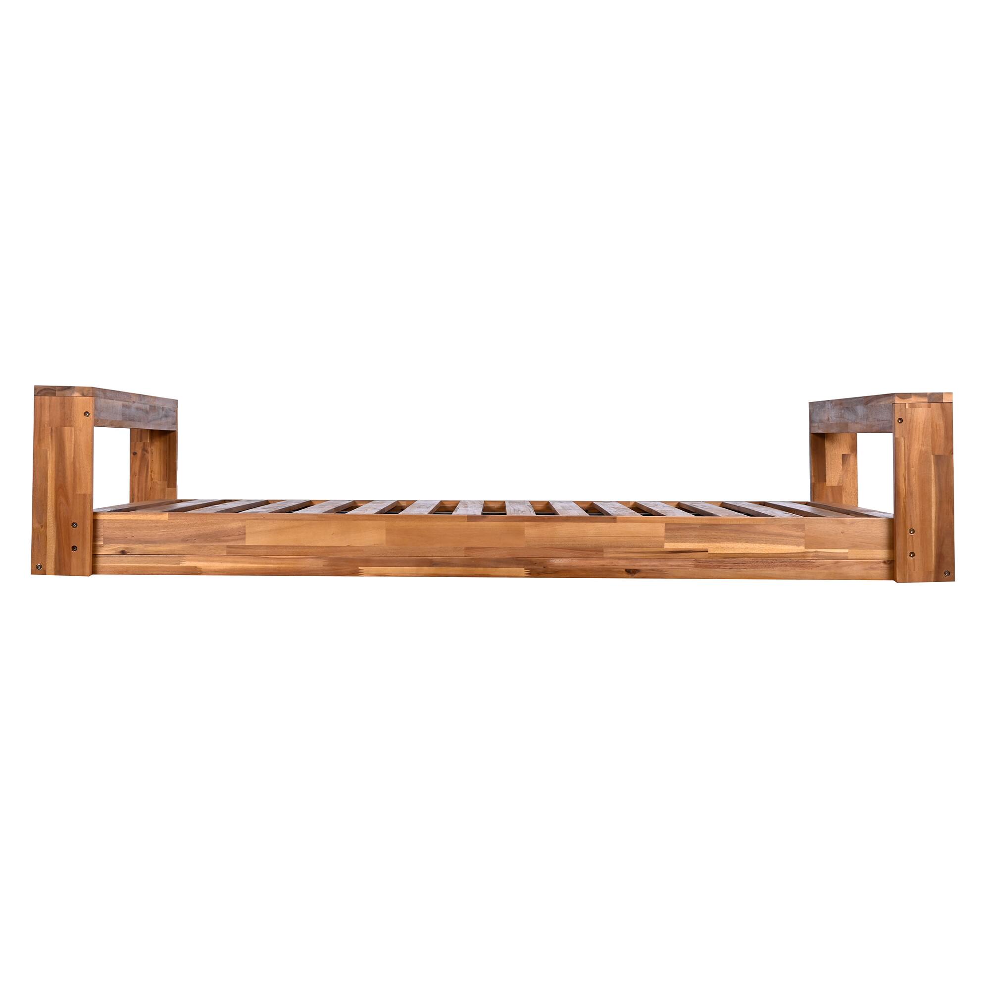 Alt View 7. GOODSILO - Twin Size Porch Swing Bed - Acacia Wood Swing Frame with Hemp Ropes for Garden & Backyard - Natural.