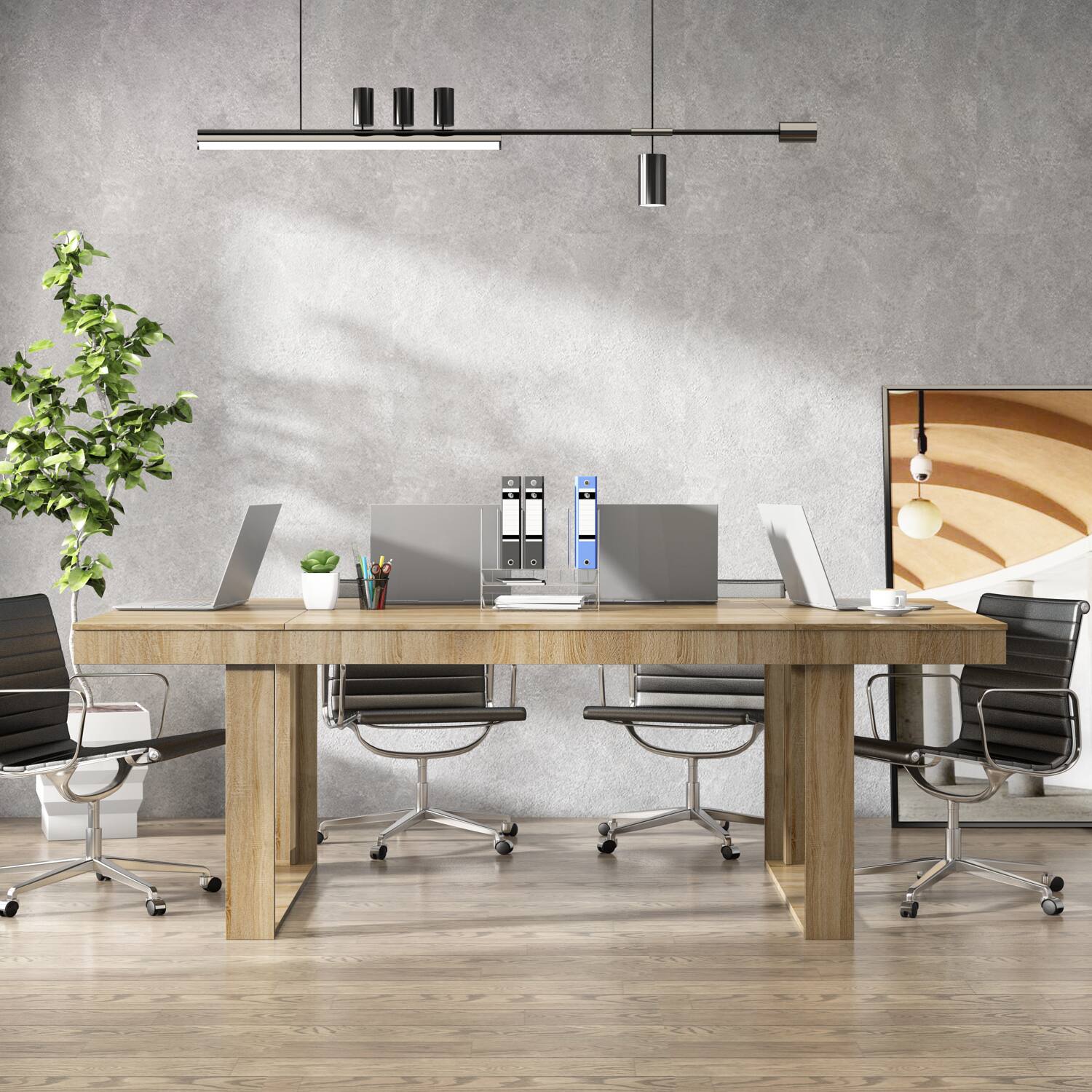 Alt View 1. FUFU&GAGA - FUFU&GAGA Modern Office Conference Table - Multipurpose Meeting, Team Collaboration & Workspace Desk - Wooden.