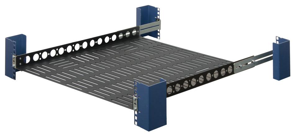Front. RackSolutions - RackSolutions 1U Light Duty Fixed Shelf 24in Depth for 23in EIA Racks - Universal Equipment Mounting Solution - Black.