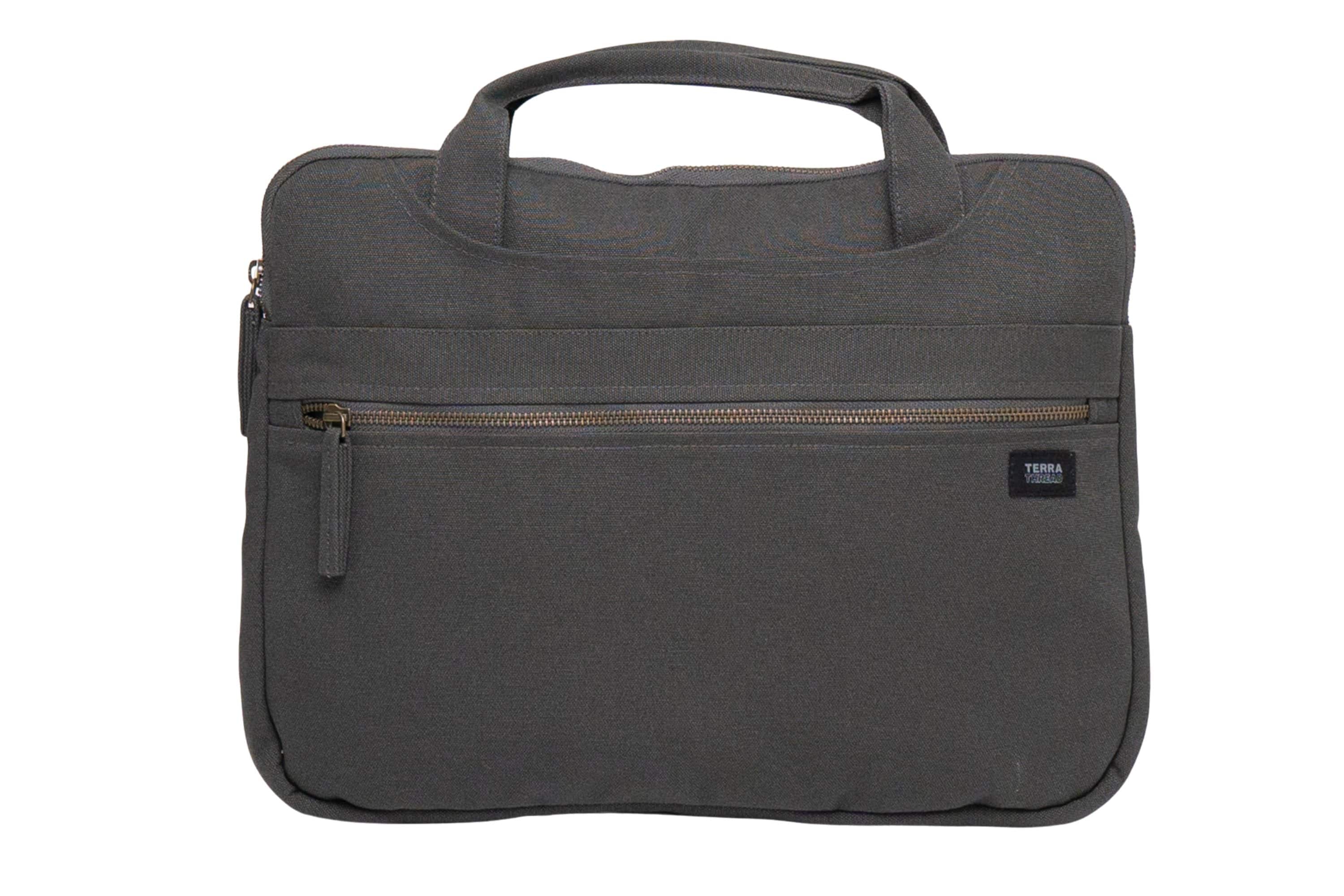 Terra Thread - Organic Cotton Laptop Sleeve With Handles - Charcoal Grey