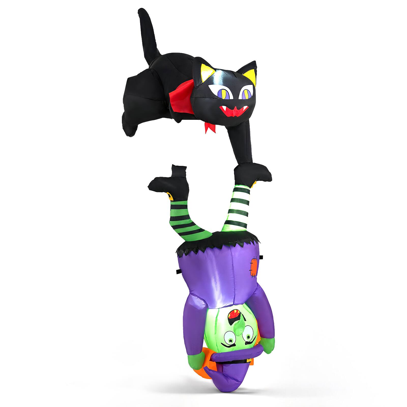 Alt View 1. Costway - Costway 6.2 FT Halloween Blow Up Decorations with LED Lights, Weather-resistant for Party - Black + Green + Purple.