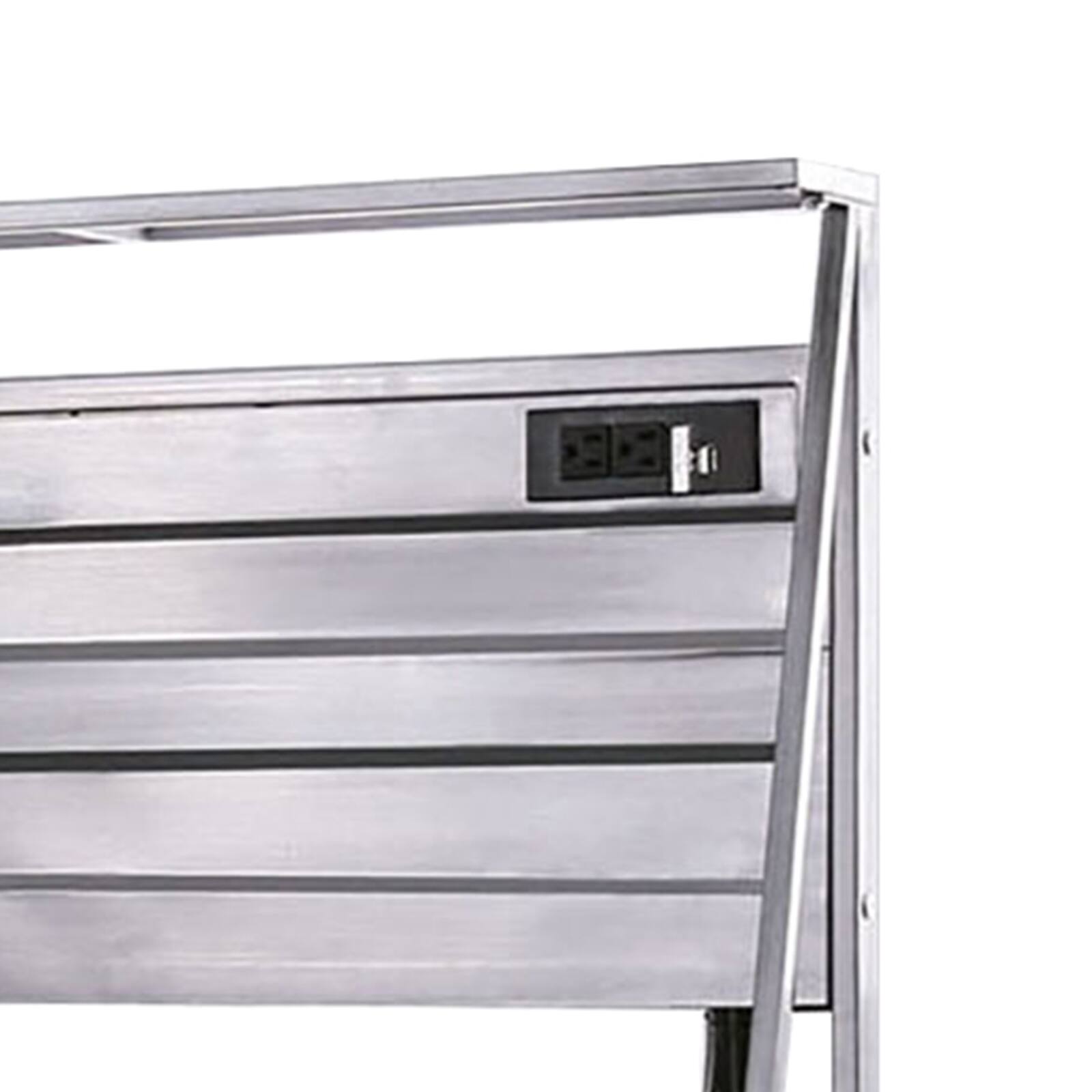 Left. Manhattan Lane - Corrugated Back Metal Frame Desk with USB Docks, Gray and Silver - Gray and Silver.