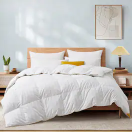 Puredown - All Season Goose Down Comforter Duvet Insert with 100% Cotton Cover - California King - White