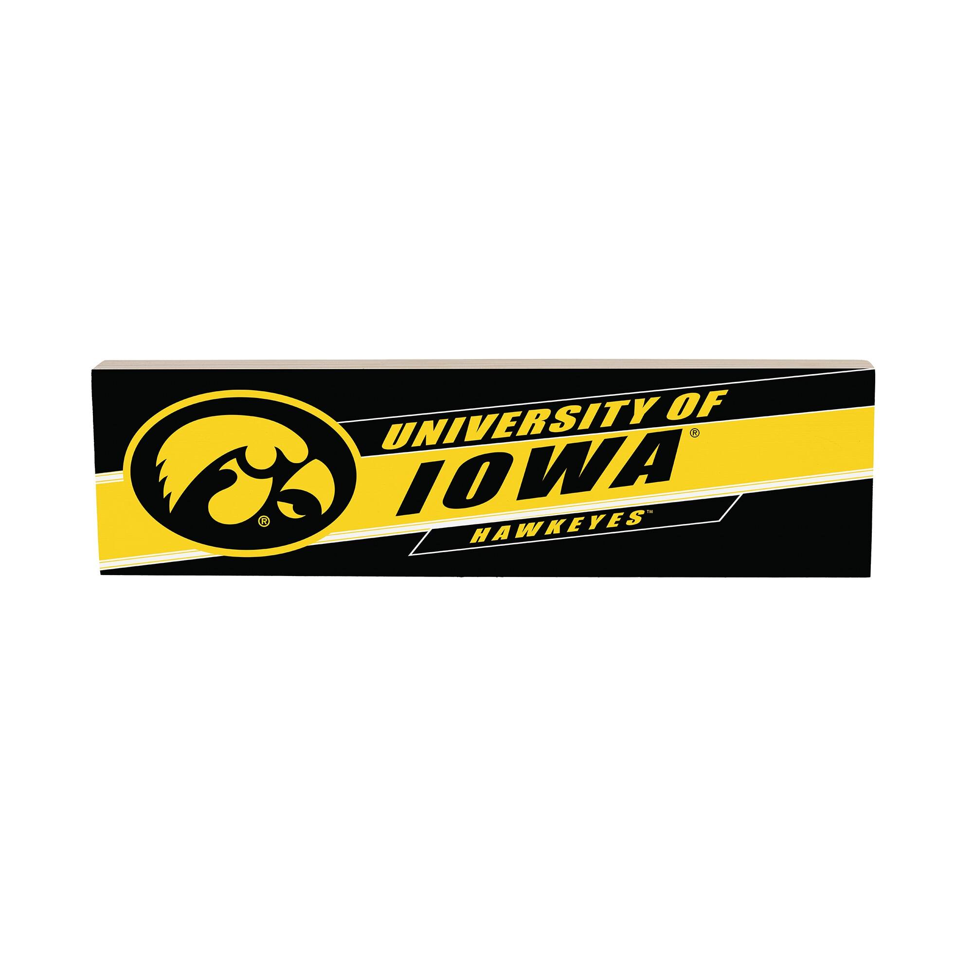 Iowa Hawkeyes 5" x 18" Shadow Logo Wood Mantle Sign