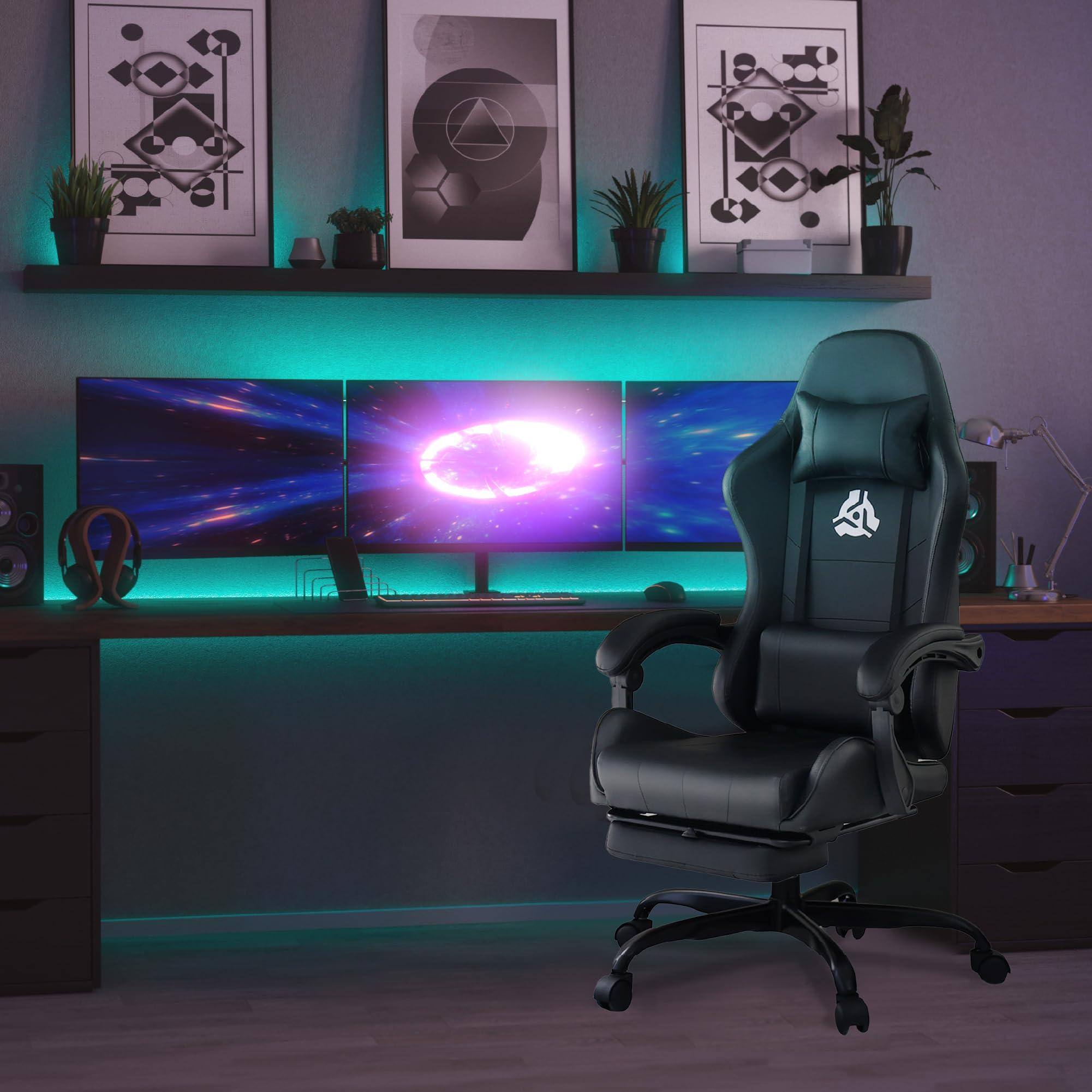 Alt View 1. Hirose Alice - N-GEN GAMING Video Gaming Chair with Footrest Lumbar Support for Home Office High Back Recliner Height Adju... - Leather White Faux Leather.