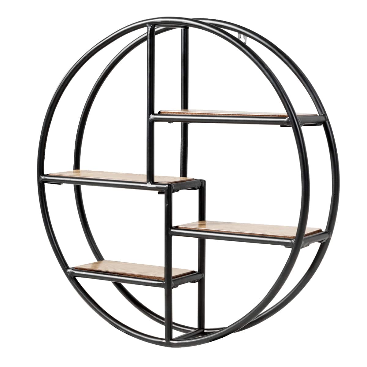 Costway - Hanging Storage Shelf Round Circular Wall-Mounted 4-Tier Rack Room Decoration - Black