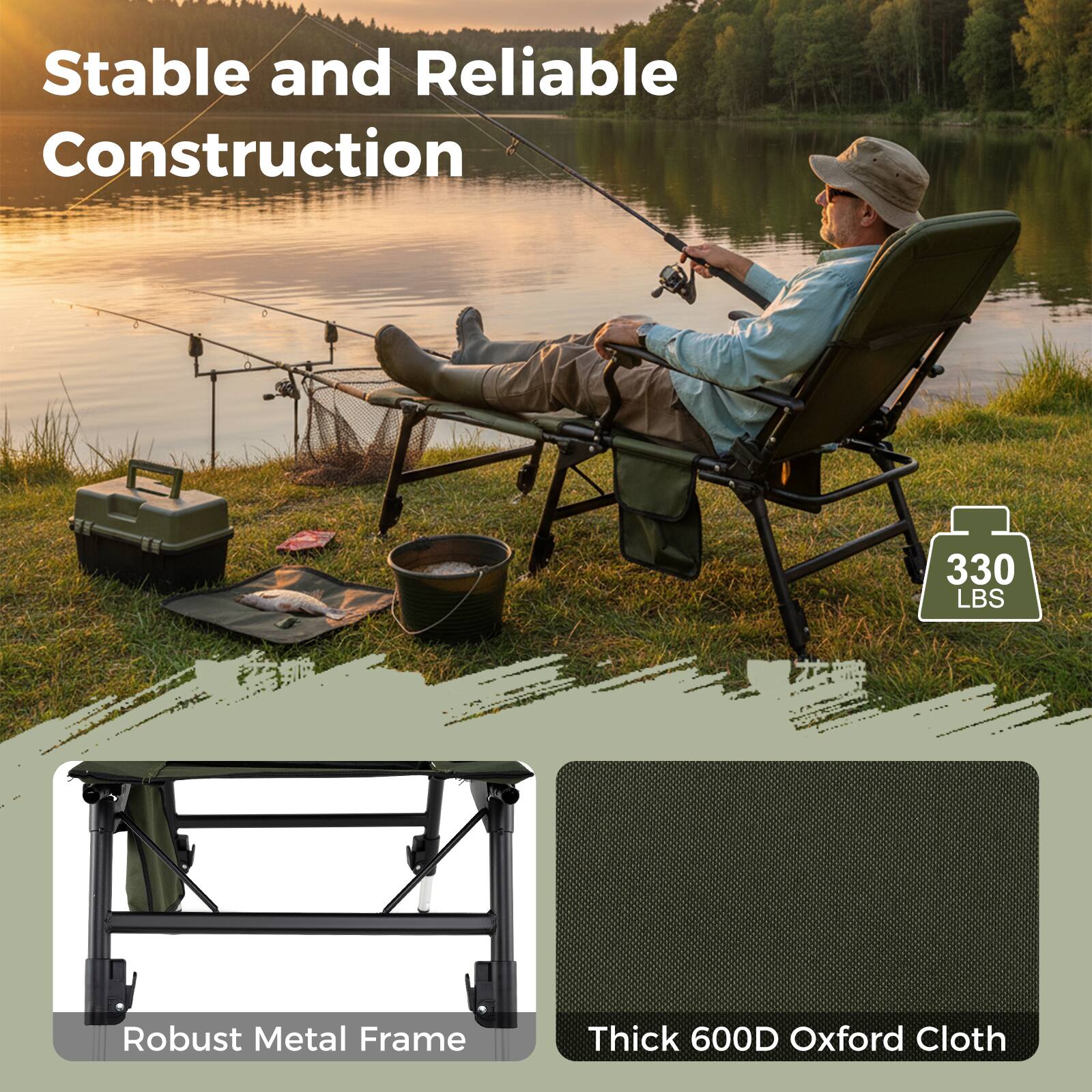 Stable and Reliable Construction

Robust Metal Frame

Thick 600D Oxford Cloth

330 LBS