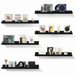 BOMEDA - 6 Pack 24 in Floating Shelves Picture Ledge, Wall Mounted Shelves for Living Room, Bedroom & Nursery Storage Display - Black