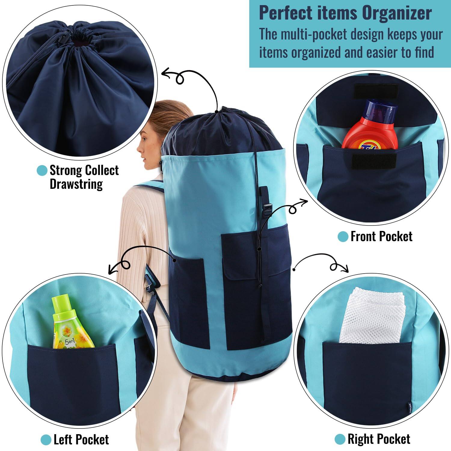 Perfect items Organizer  
The multi-pocket design keeps your items organized and easier to find  

- Strong Collect Drawstring  
- Left Pocket  
- Front Pocket  
- Right Pocket