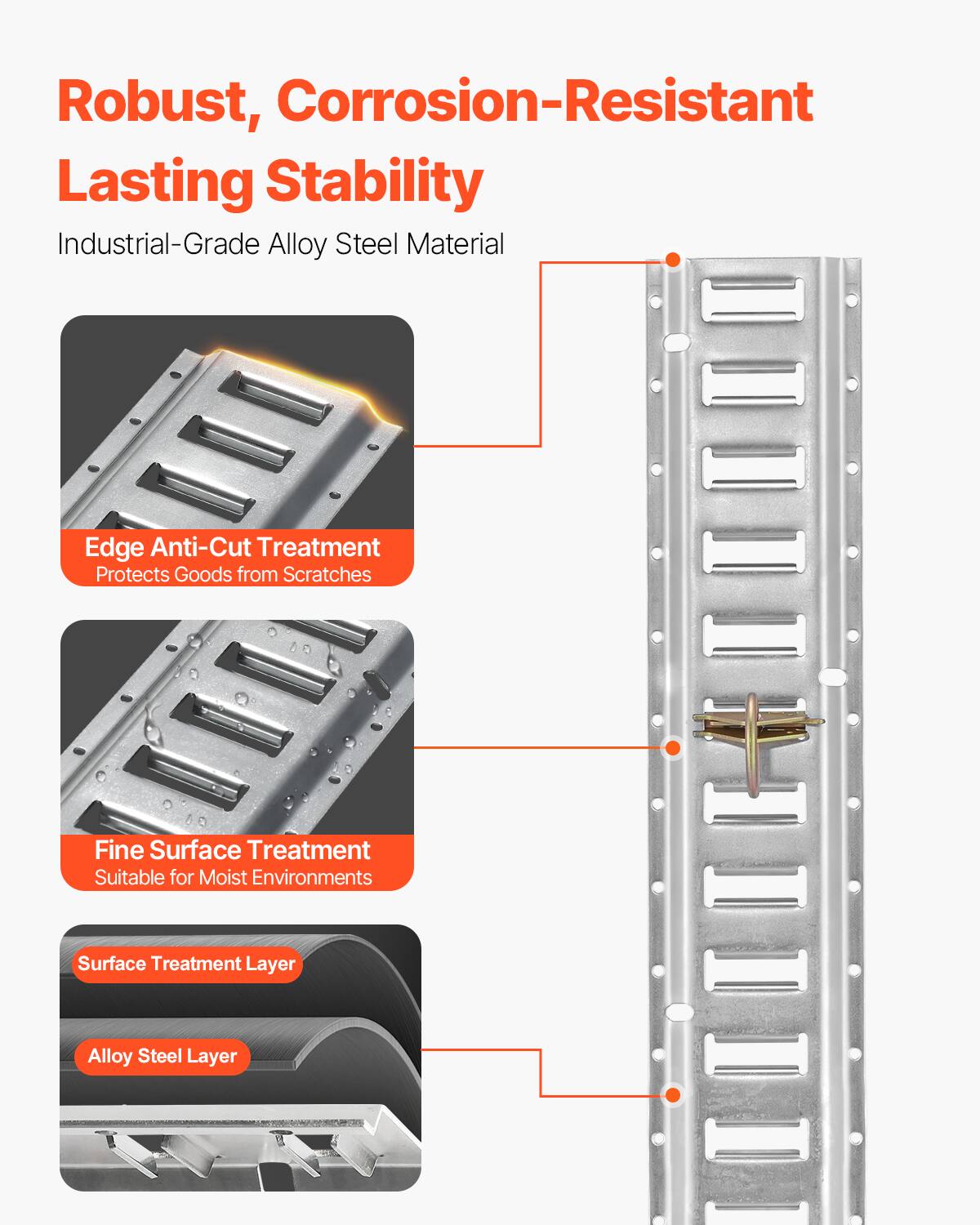 Robust, Corrosion-Resistant Lasting Stability

Industrial-Grade Alloy Steel Material

Edge Anti-Cut Treatment
Protects Goods from Scratches

Fine Surface Treatment
Suitable for Moist Environments

Surface Treatment Layer

Alloy Steel Layer