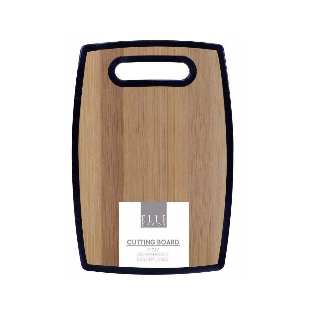 ELLE DECOR CUTTING BOARD 12"X15" DISHWASHER SAFE EASY GRIP HANDLE