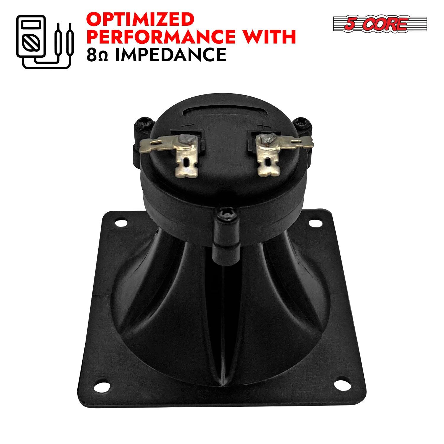 The corrected text is: "Optimized Performance with 8 Impedance 5 Core."