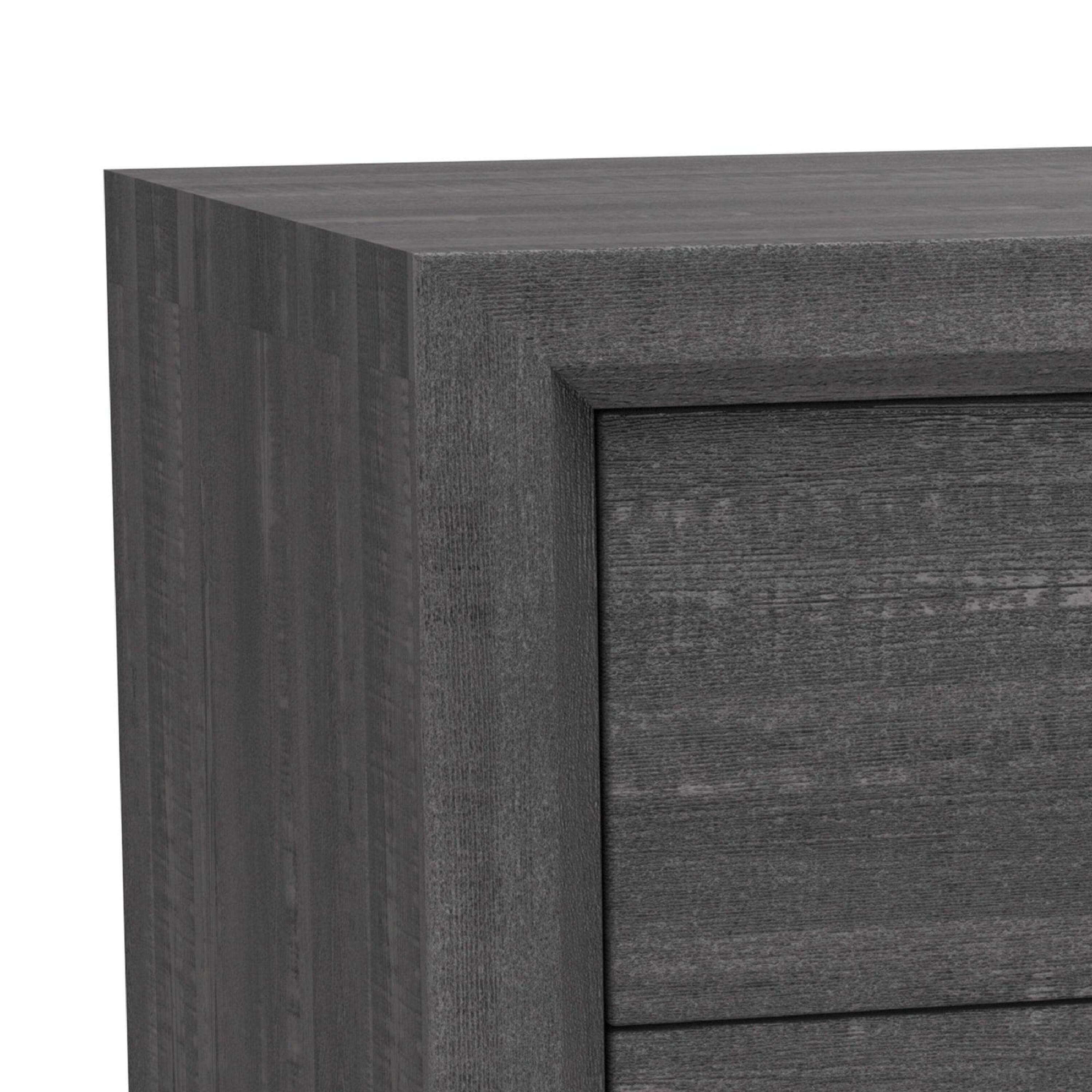 Alt View 1. Manhattan Lane - Erica Bedside Nightstand, 2 Drawers Chrome Bar Handles - Gray.