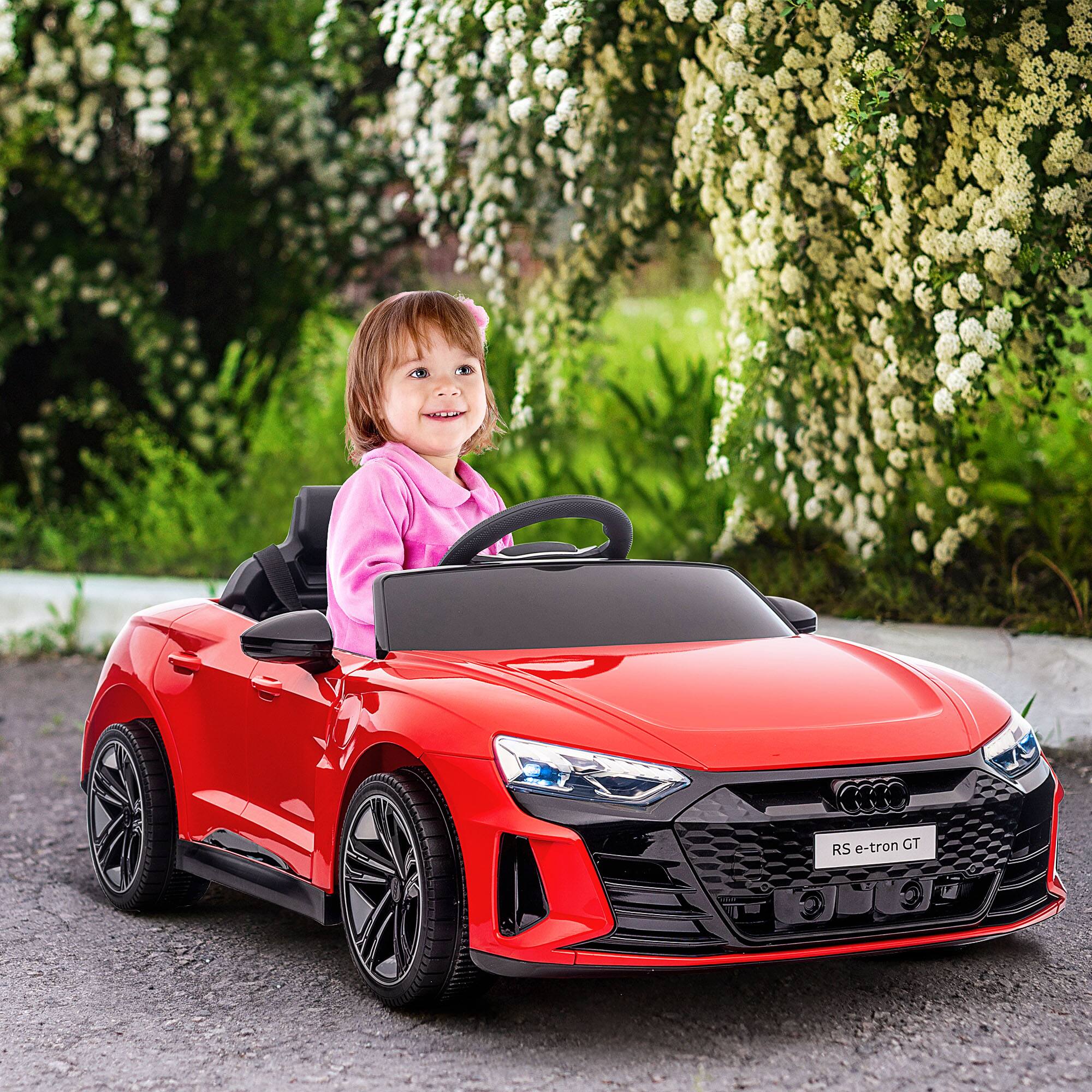 Alt View 1. Ecooso - 12V Licensed Audi RS E-tron GT Kids Ride-On Car with Remote Control, Music, Lights, and Suspension for Ages 3–5 - Red.