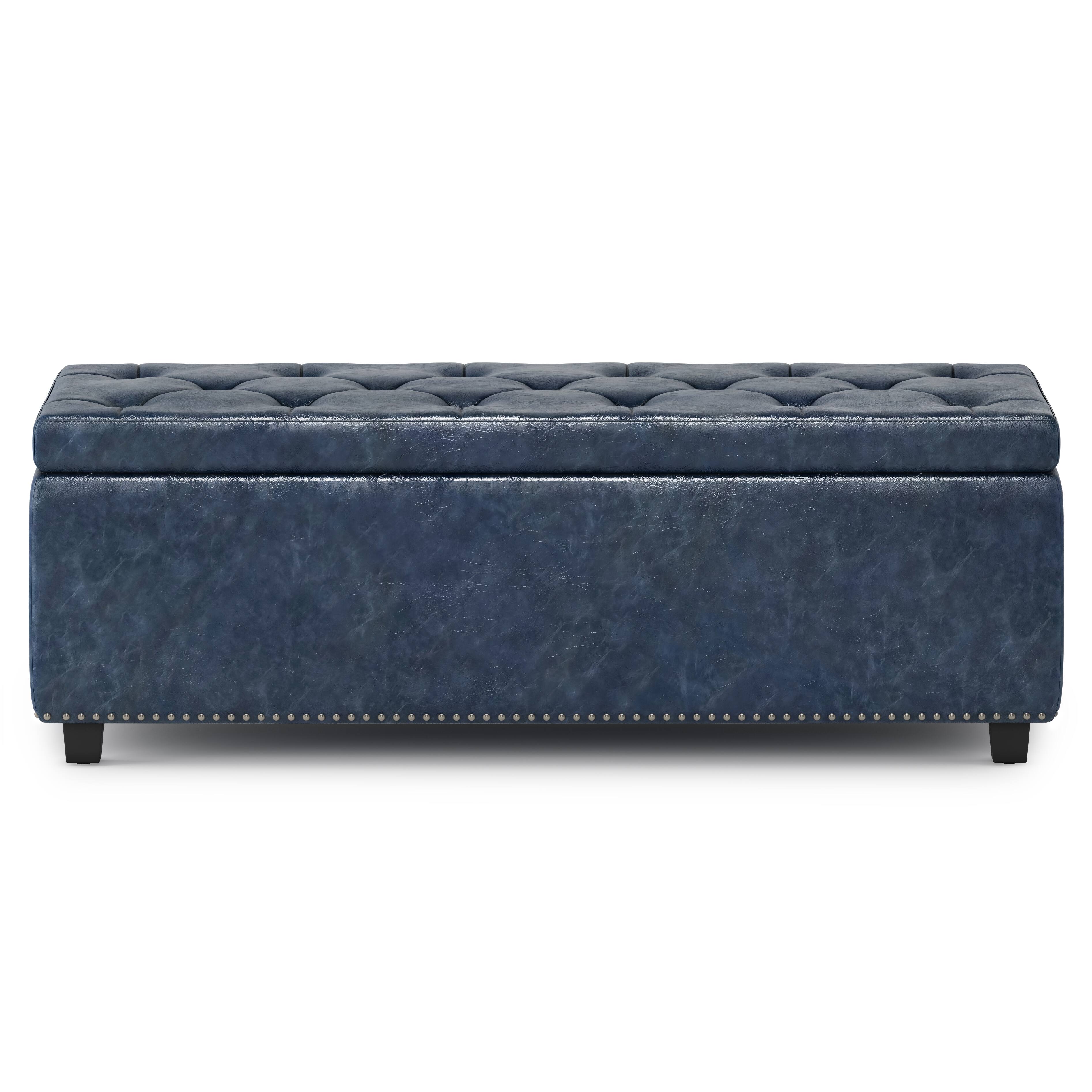 Alt View 11. Simpli Home - Hamilton Storage Ottoman - Denim Blue.