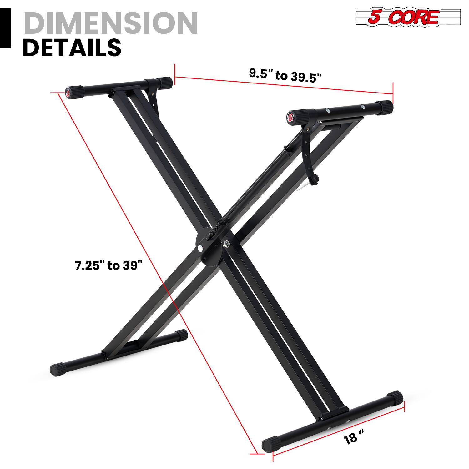 DIMENSION DETAILS

5 CORE

9.5" to 39.5"

7.25" to 39"

18"