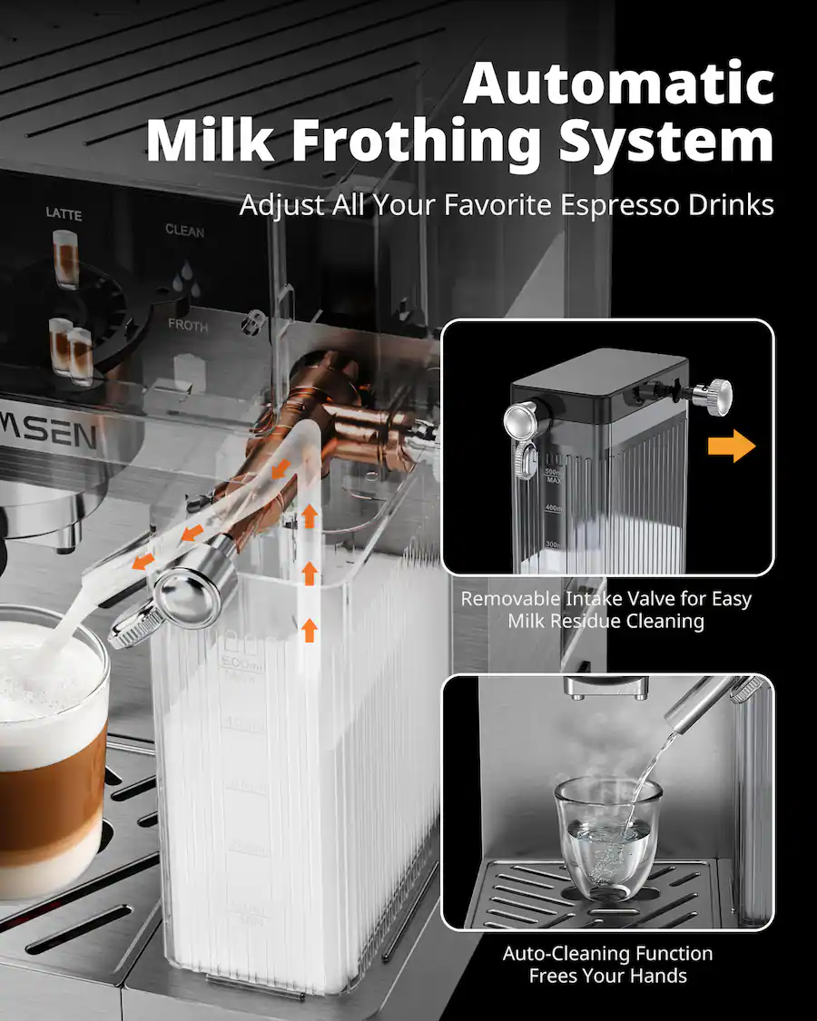 AIRMSEN 20 Bar Espresso Machine with Automatic Milk Frother, Dual ...