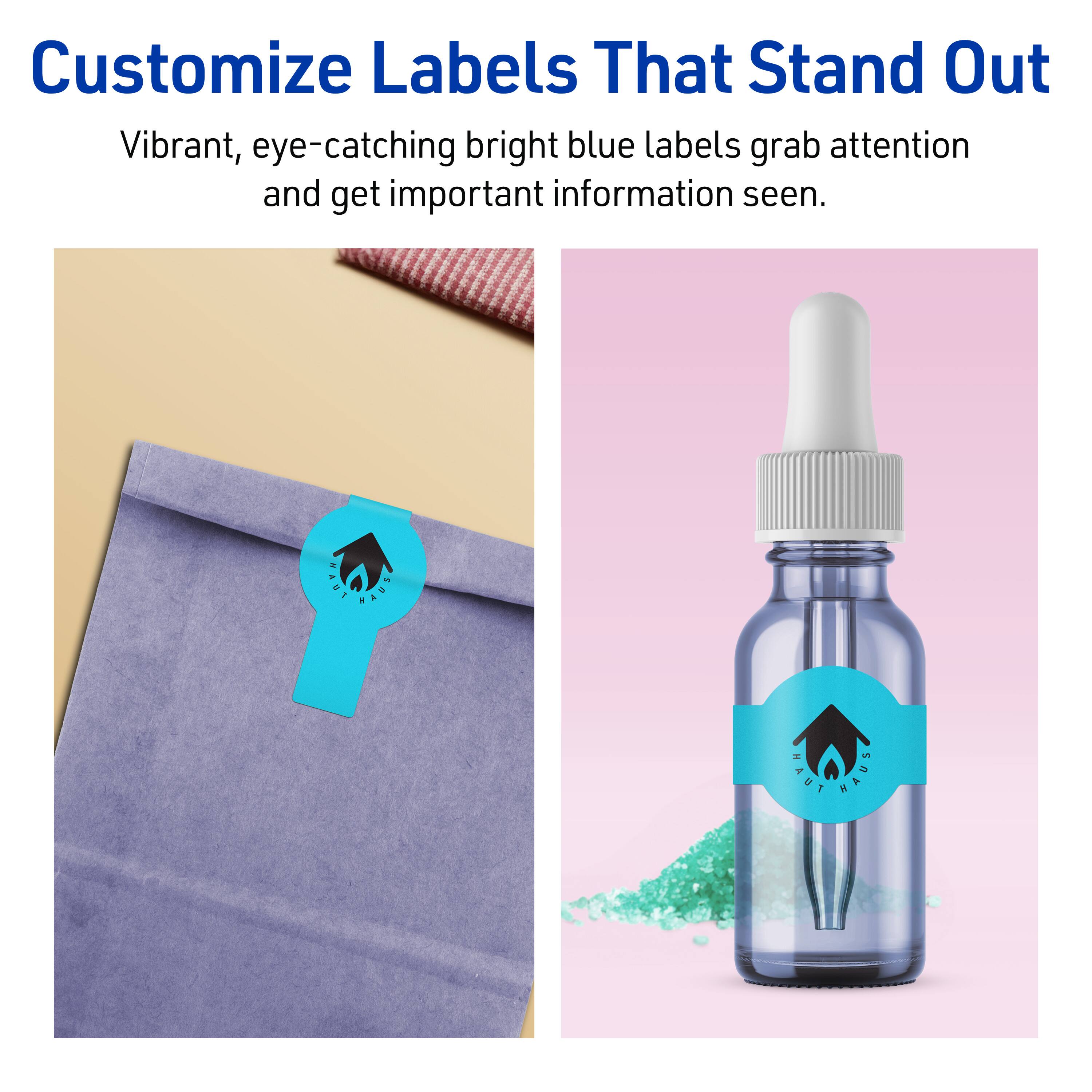 Customize Labels That Stand Out

Vibrant, eye-catching bright blue labels grab attention and get important information seen.