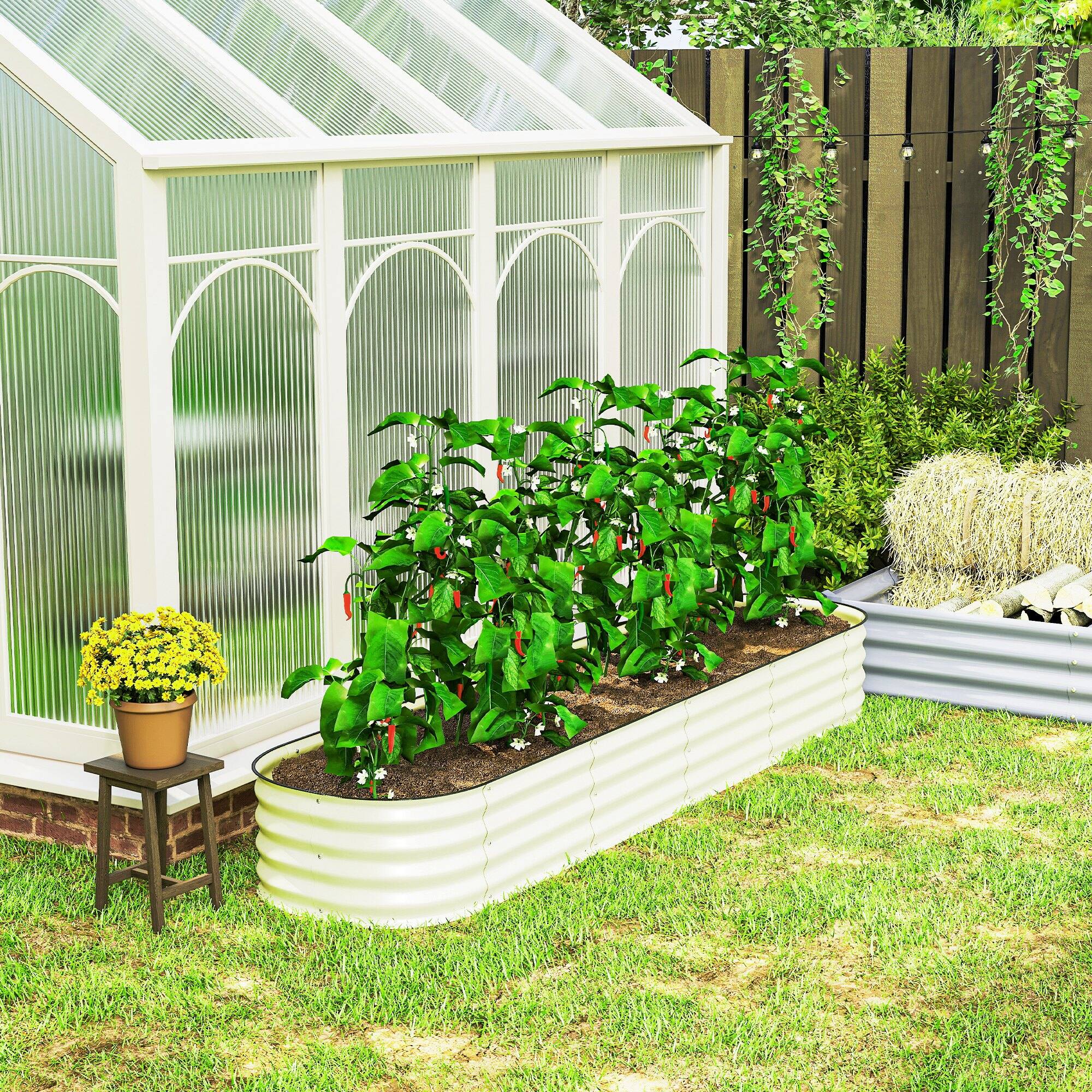 Alt View 8. Outsunny - x 2' x 1' Galvanized Raised Garden Bed Kit - Cream White.
