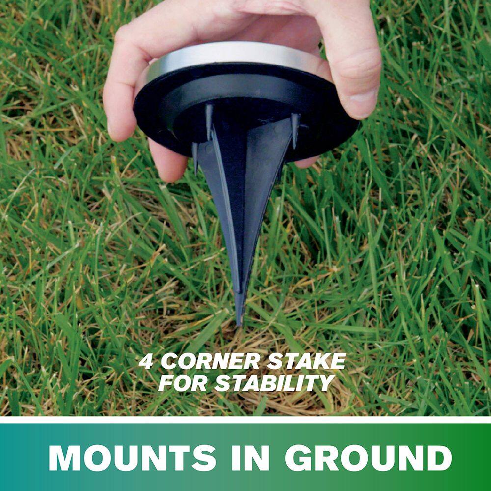 4 CORNER STAKE FOR STABILITY  
MOUNTS IN GROUND