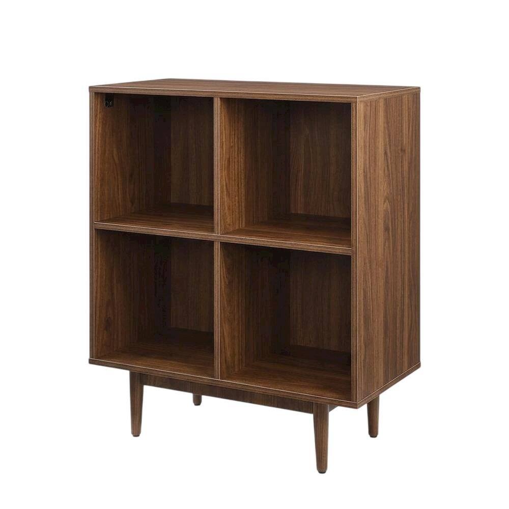 Back. FurniFact - Record Player Stand with Vinyl Storage - Walnut.
