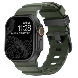 Dteck - Sport Band for Apple Watch Ultra 49mm/Series 11 10 9 8 7 6 5 4 SE 44/45/46mm, Durable Silicone Strap with Metal Hardware - Darkgreen-Black Buckle