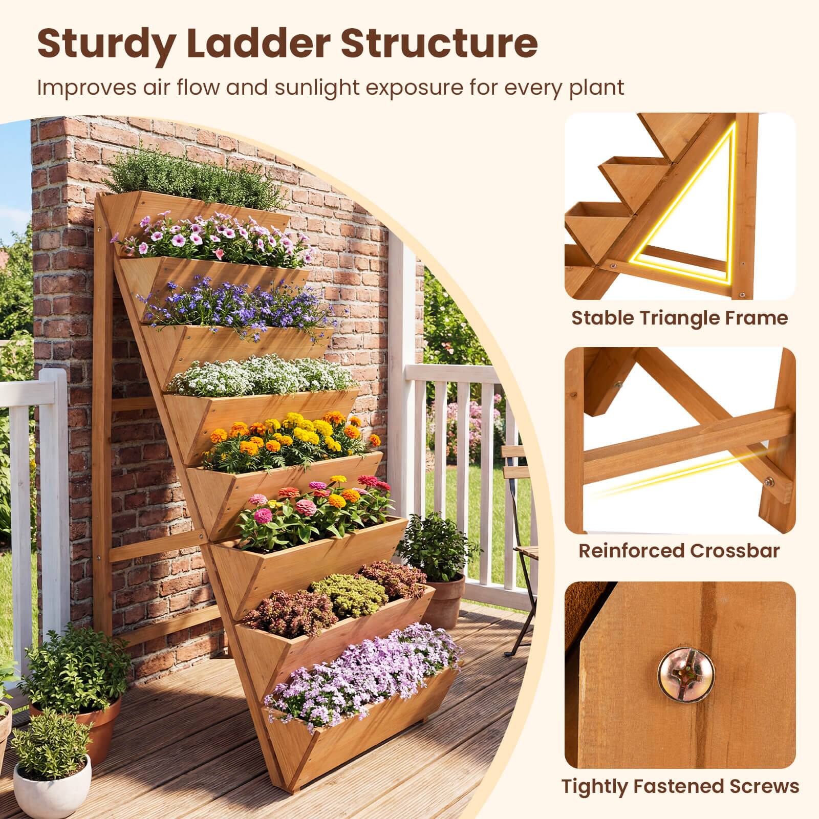 Sturdy Ladder Structure  
Improves air flow and sunlight exposure for every plant  

Stable Triangle Frame  
Reinforced Crossbar  
Tightly Fastened Screws