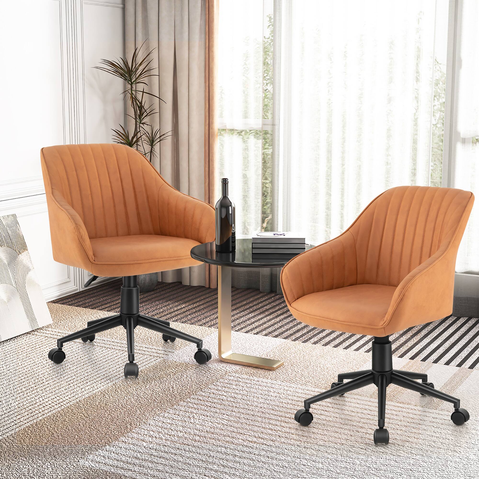 Alt View 2. Gymax - Gymax Set of 2 Adjustable Office Chair Rolling Swivel Armchair Computer Desk Chair - Brown.