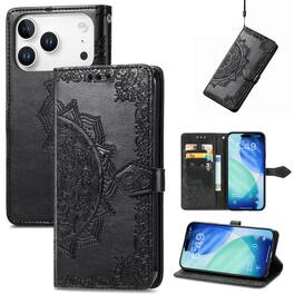 Dteck - Magnetic Wallet Case For iPhone 17 Pro Max, Shockproof Card Slots Stand Flip Phone Protective Cover with Hand Strap - Black
