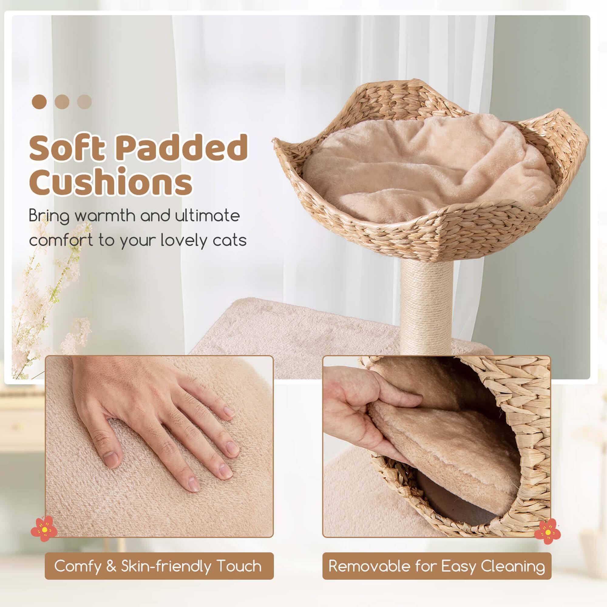 Soft Padded Cushions
Bring warmth and ultimate comfort to your lovely cats
Comfy & Skin-friendly Touch
Removable for Easy Cleaning