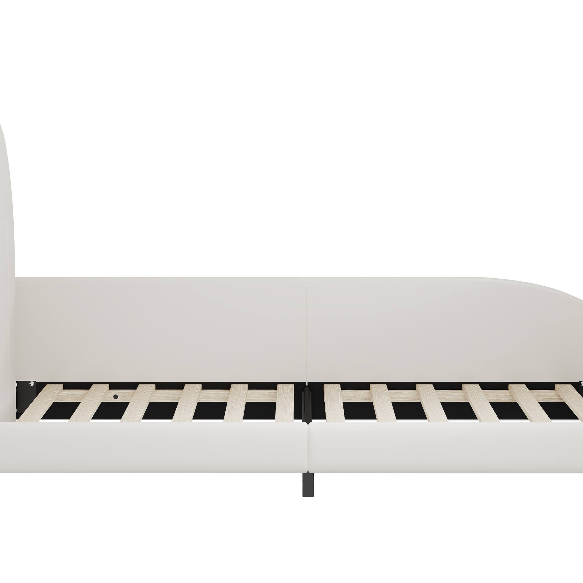 Alt View 5. GOODSILO - Upholstered Twin Size Princess Bed with Unique Animal-Shaped Design and Platform Support - White.