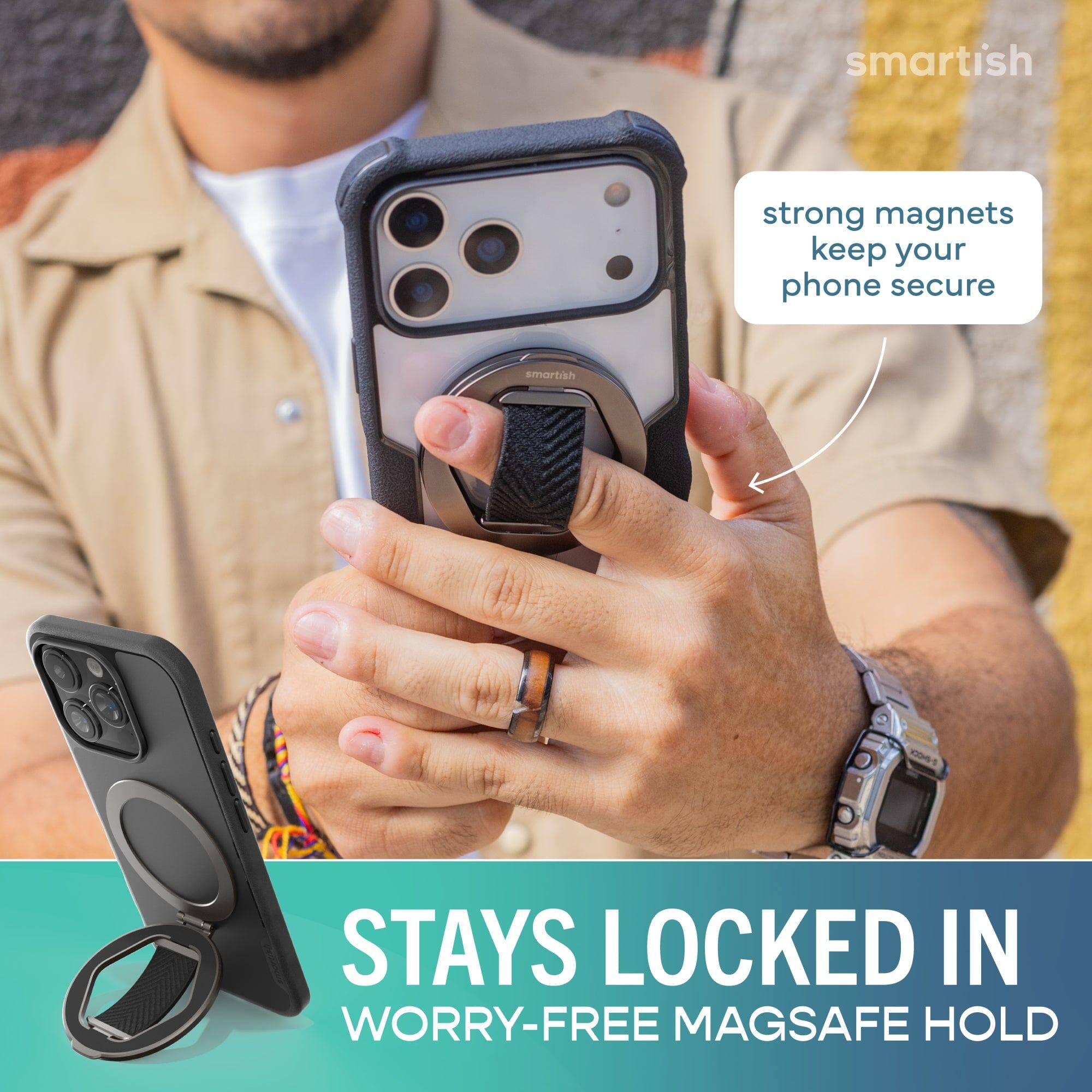 smartish strong magnets keep your phone secure smartish STAYS LOCKED IN WORRY-FREE MAGSAFE HOLD
