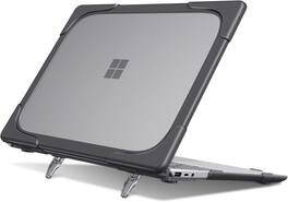 Fintie - Heavy Duty Case for 12.4 Inch Microsoft Surface Laptop Go 3/2/1 (Model 2013/1943) Fold Kickstand Hard Shell Cover - Gray