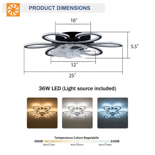 PRODUCT DIMENSIONS  
10" x 5.5" x 12" x 25"  
36W LED (Light source included)  
Temperatura Colore Regolabile  
3000K Blanco Caldo  
4000K Blanco Neutro  
6500K Blanco Freddo