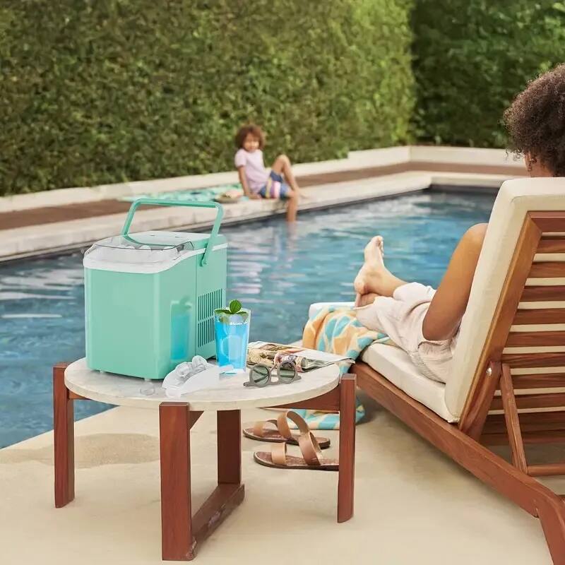 Back. Forest'nSky - Portable Ice Maker - 24.5 lb/24H, 9 Bullet Ice in 6 Mins, Self-Clean, Low Noise, Handle for Camping/BBQ,Green - Green.