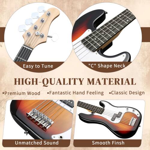 Easy to Tune  
"C" Shape Neck  
HIGH-QUALITY MATERIAL  
- Premium Wood  
- Fantastic Hand Feeling  
- Classic Design  
Unmatched Sound  
Smooth Finish