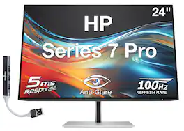 HP - Series 7 Pro 24" WUXGA IPS Monitor, 5ms Response Time, Anti-Glare, Flicker Free, Displayport, HDMI & DKZ Hub - Black/Silver