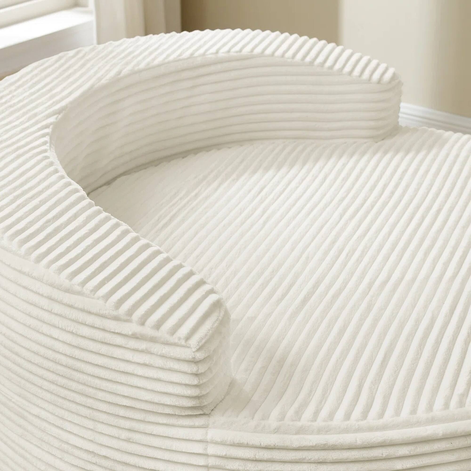 Alt View 1. Yardgrace - Oversized 55.1" Round Corduroy Chaise Lounge – Deep Seat Cloud Sofa, No Assembly Needed - Beige.