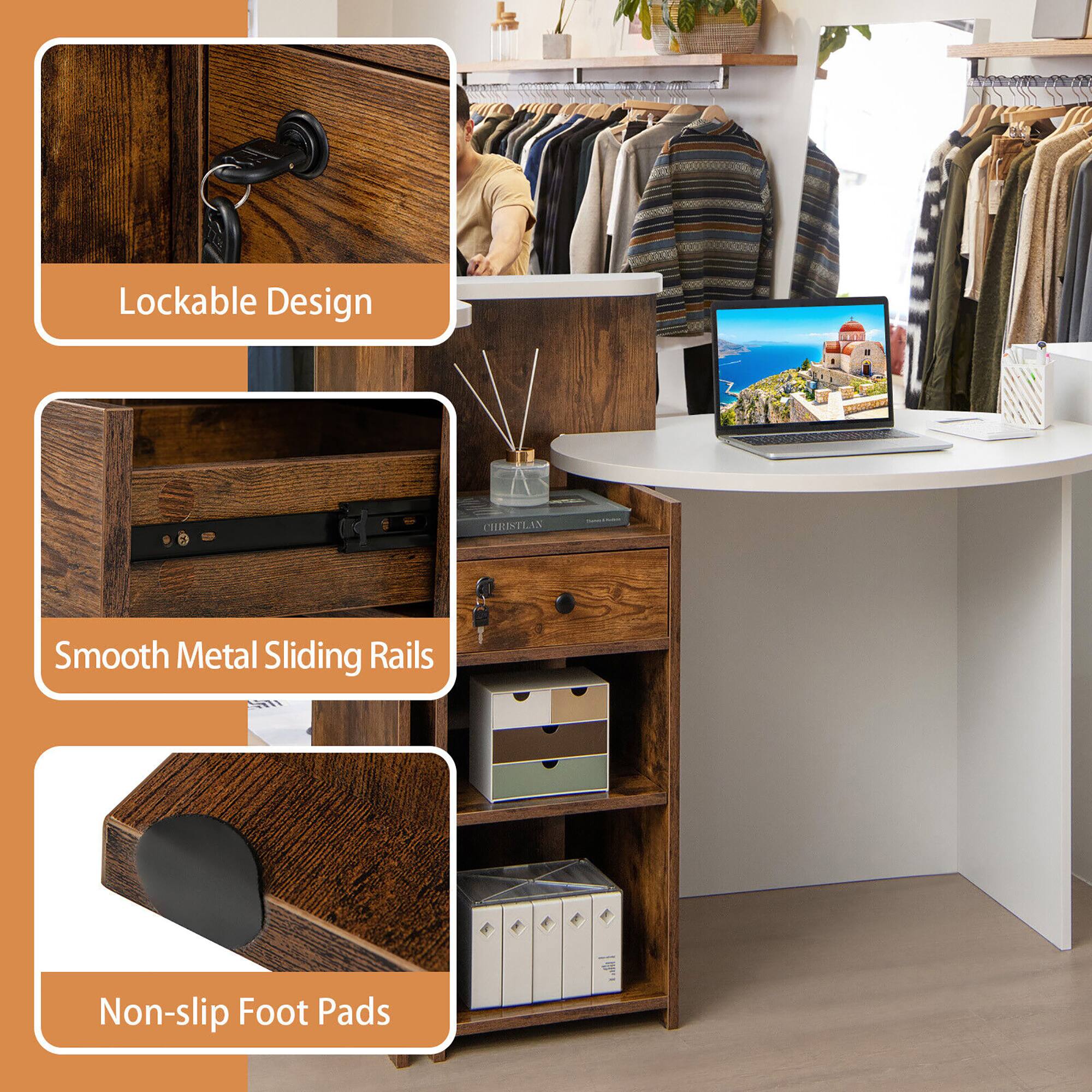 Lockable Design, Smooth Metal Sliding Rails, Non-slip Foot Pads