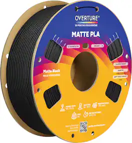 Overture - 1.75 mm Matte PLA 3D Printer Filament - Matte Black